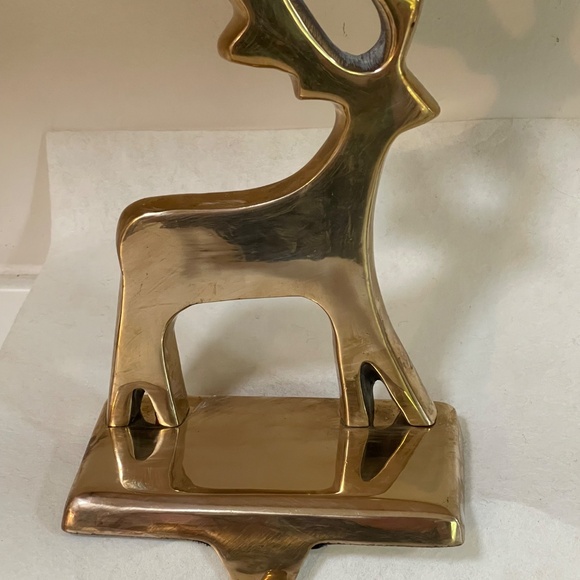 Vintage Solid Brass Reindeer Stocking Holder Made in India - Picture 7 of 7